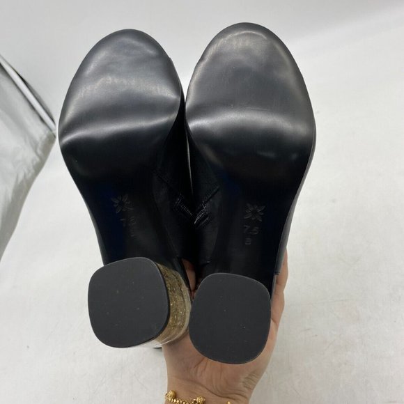 BCBGeneration Desire Black Sock Clear Block Heels W Peep Toe Sz 7 or 7.5 - Picture 5 of 5